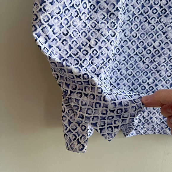 Tommy Bahama Islandzone 3/4 Sleeve Tile Print Isle Tunic Dress, Blue & White, SP - Picture 7 of 11